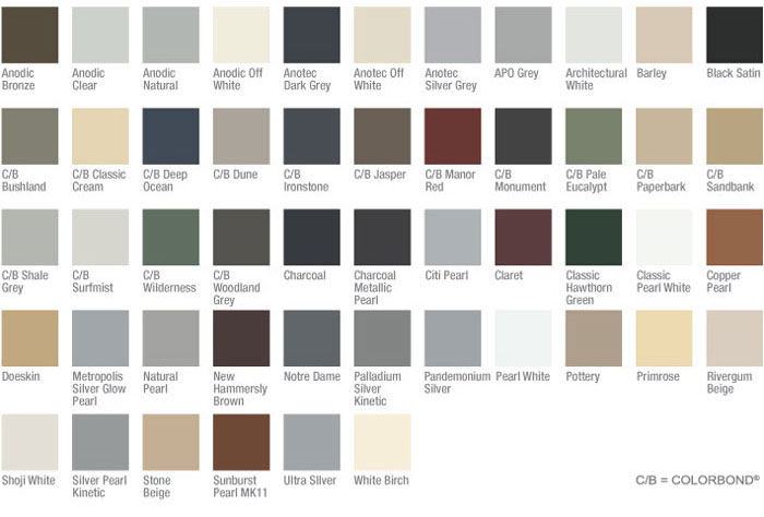 Guardian 50 standard colour options